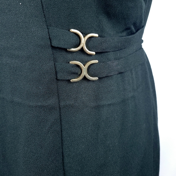 1990s Vintage Little Black Dress with Gold Details Size 12 Mini Dress - Picture 3 of 4